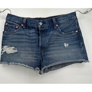 Levi's Premium 501 Medium Wash High Rise Women’s Cut Off Distressed Shorts SZ 29